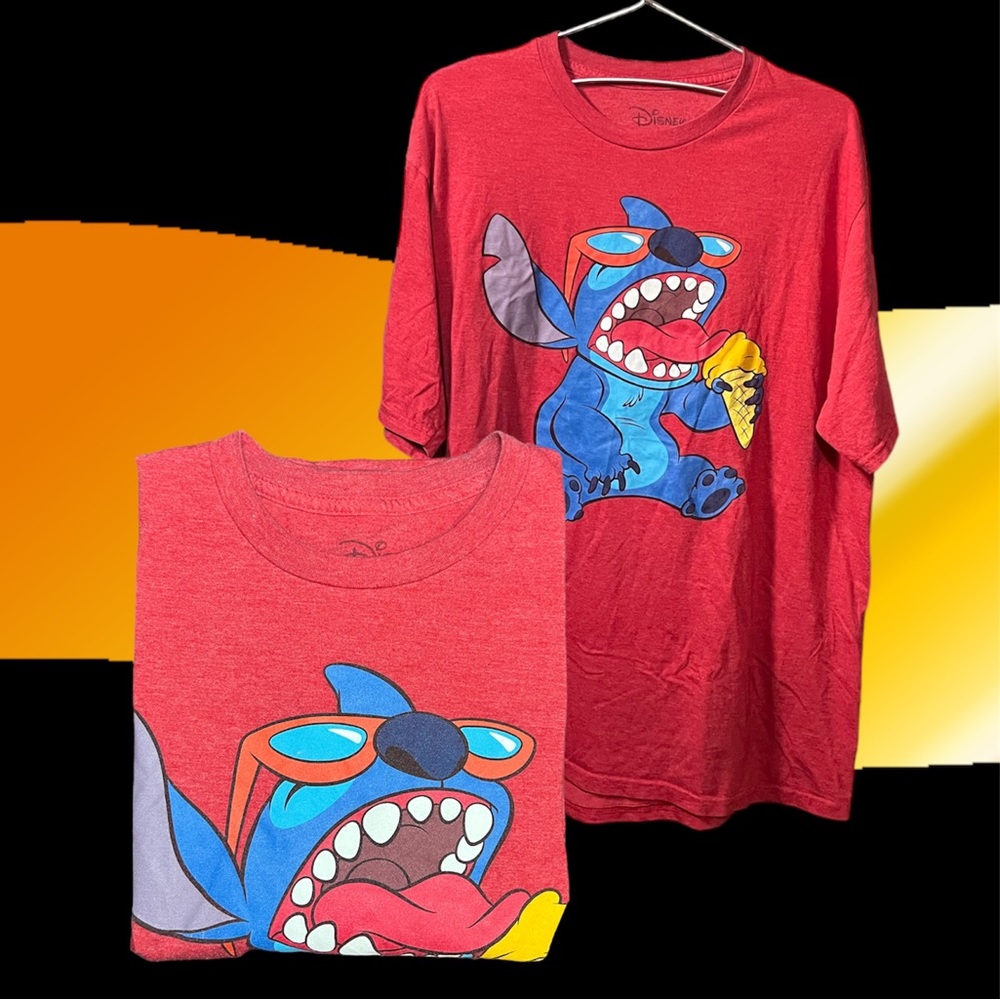 Disney - Stitch Eating Ice Cream - Men’s Extra Large T-Shirt - Red